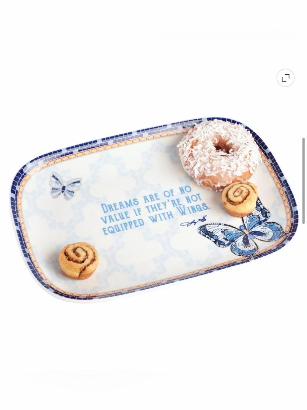 NWT Dolly Parton Blue Butterfly Quote Serving Tray